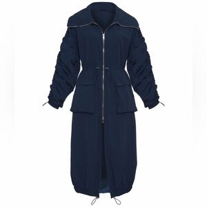 Brand New with Tags Thirty Years Navy Blue Zip Trench Jacket Size 0